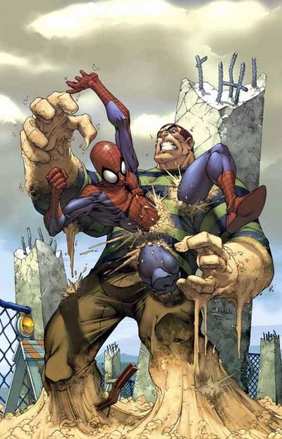 sandman fighting spiderman
